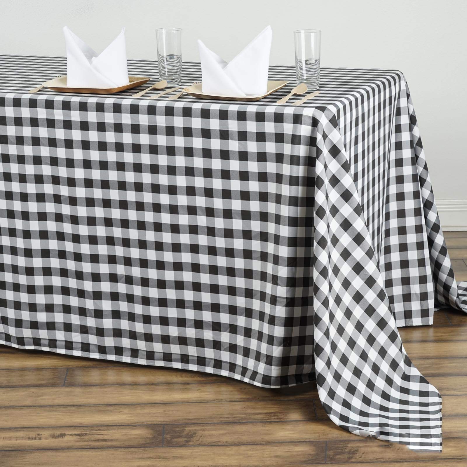 Balsacircle 90-Inch X 156-Inch Black Checkered Tablecloth Table Linens Wedding Party Events Decorations Kitchen Dining